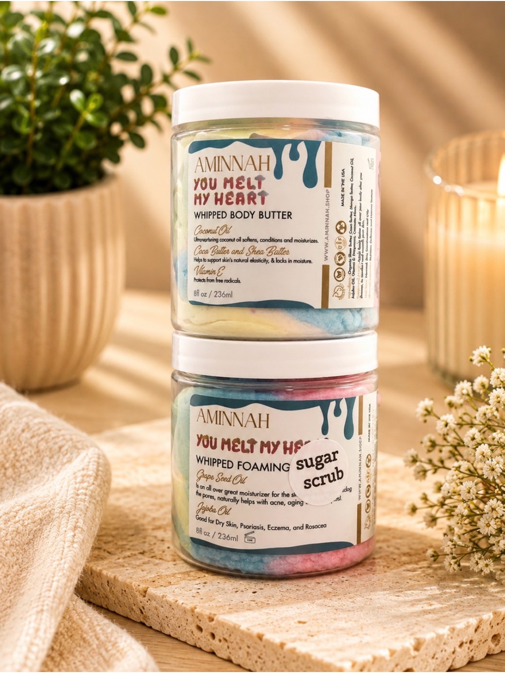 AMINNAH (NWT) You Melt My Heart Whipped Body Butter & Sugar Scrub